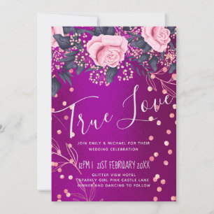 Casamento Simples Olhar Metálico Rosa Dourado Flor