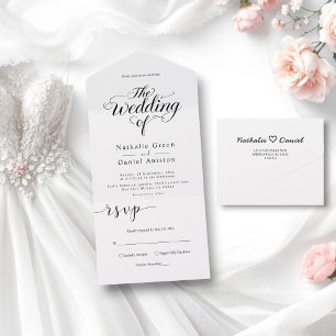 Casamento Simples Preto e Branco de Script Elegant