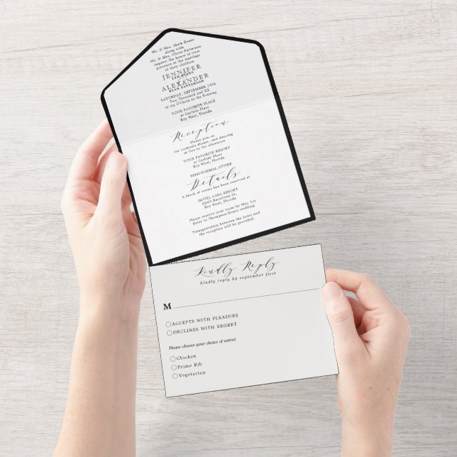 Casamento Simples, Preto e Branco Elegante (Aba destacável)