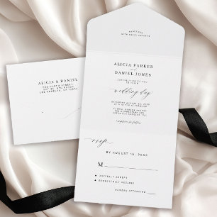 Casamento simples preto e branco minimalista elega