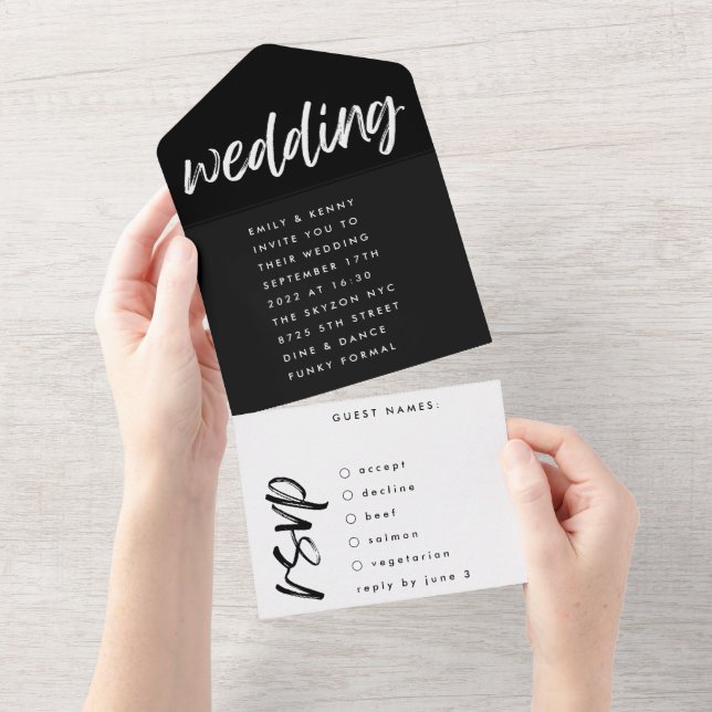Casamento Simples Preto Moderno (Tearaway)