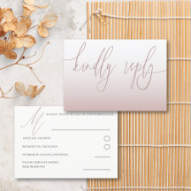 Casamento simples RSVP Rosa Dourado Elegante