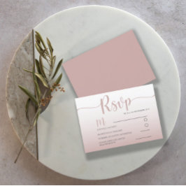 Casamento simples RSVP Rosa Dourado Elegante