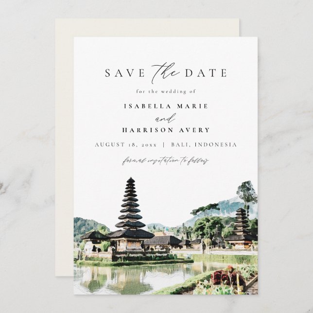 Casamento Skyline BALI INDONESIA Salvar a Data (Frente/Verso)