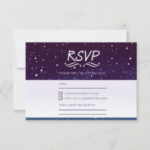 Casamento sob as estrelas RSVP céu noturno azul