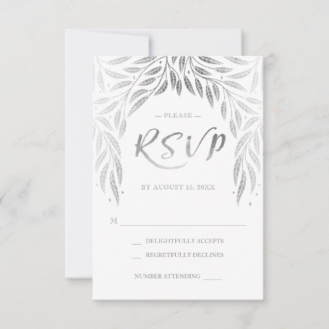Casamento Sob os Salgueiros RSVP Falso Prata (Frente)