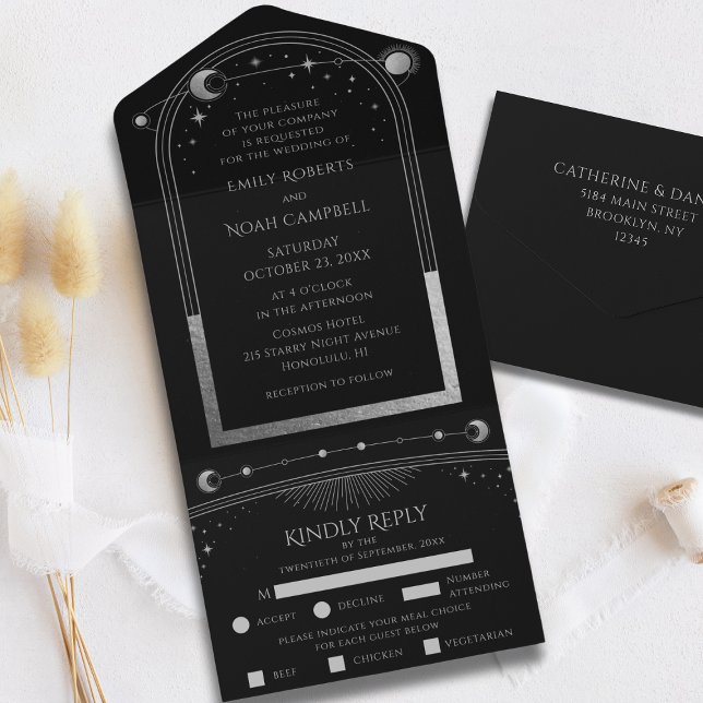Casamento Sol Lua Estrelas Prata Preto (Criador carregado)