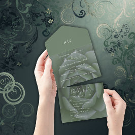 casamento suculento do monograma verde sage