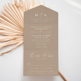 Casamento Taupe com Monograma Elegante Moderno