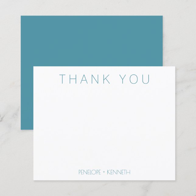 Casamento Teal Minimalista De Orçamento Obrigado (Frente/Verso)