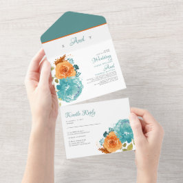 Casamento Teal Orange Fall Floral Terracotta Boho