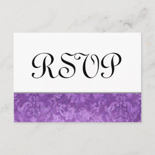 Casamento tema damasco de Grunge RSVP Roxo V2