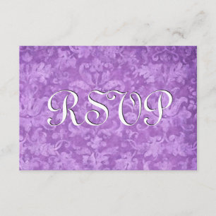 Casamento tema damasco de Vintage RSVP Roxo Ver10