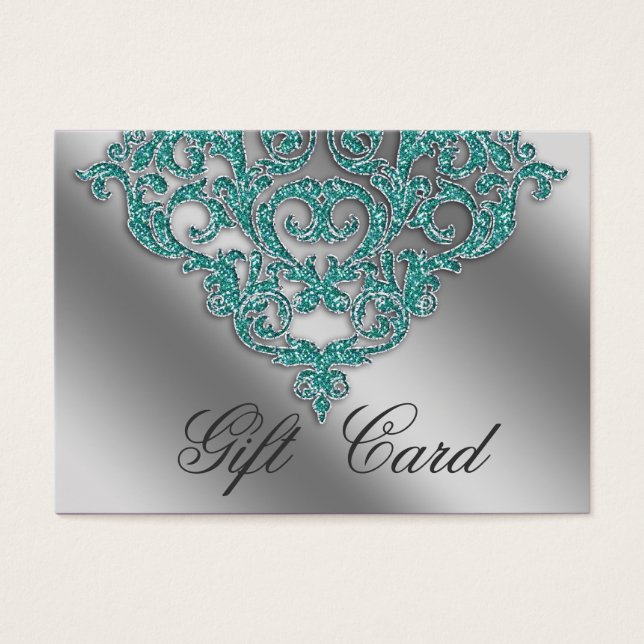 Casamento tema damasco Gift Registration Card Teal (Frente)