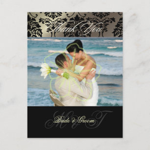 Casamento tema damasco Obrigado Cartões postais fo