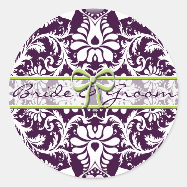 Casamento tema damasco roxo Guarde o adesivo de da (Frente)