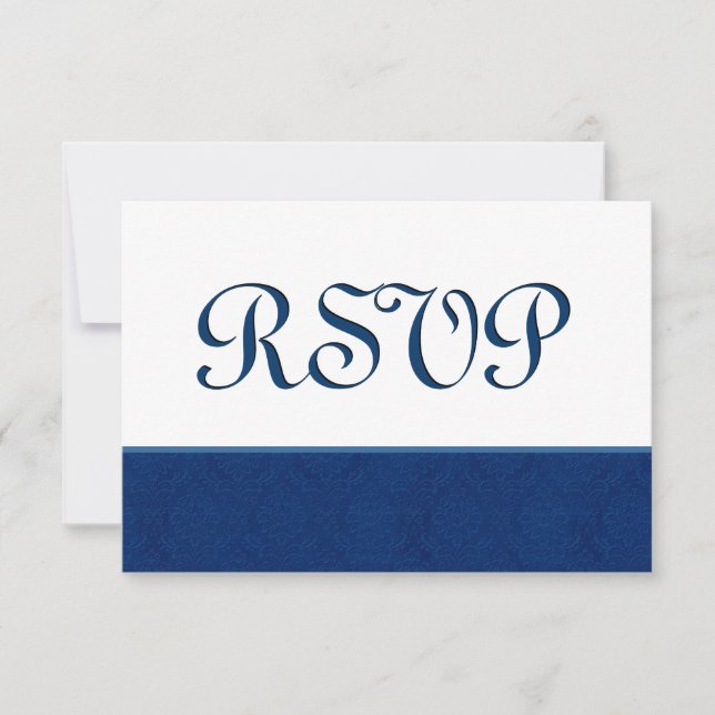Casamento tema damasco RSVP Azul de marinho C108 (Frente)