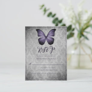 Casamento tema damasco RSVP de Borboleta de Vintag