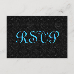 Casamento tema damasco RSVP Preto e Turquesa R204
