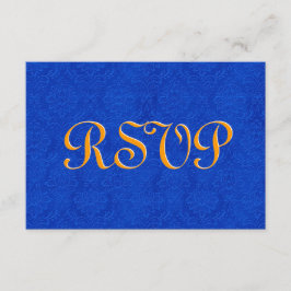 Casamento tema damasco RSVP Real Azul e Dourado R2