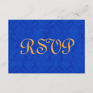 Casamento tema damasco RSVP Real Azul e Dourado R2