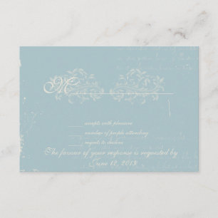 Casamento tema damasco Vintage RSVP Azul