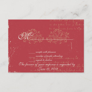 Casamento tema damasco Vintage RSVP Vermelho