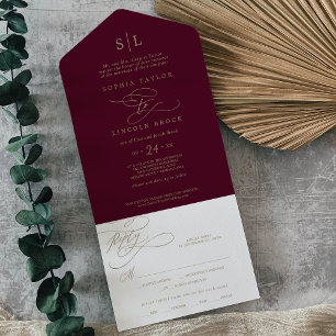 Casamento Tradicional de Monograma Romântico Burgu