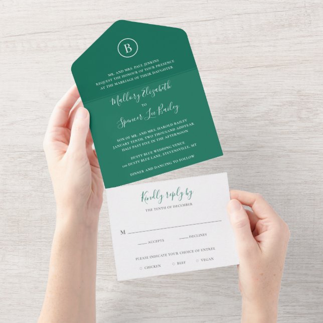 Casamento Tradicional Verde Esmeralda Elegante (Aba destacável)