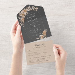 Casamento triplo de flores de pêssego de aquarela