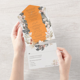 Casamento Tropical Boêmia Floral Papaya Orange