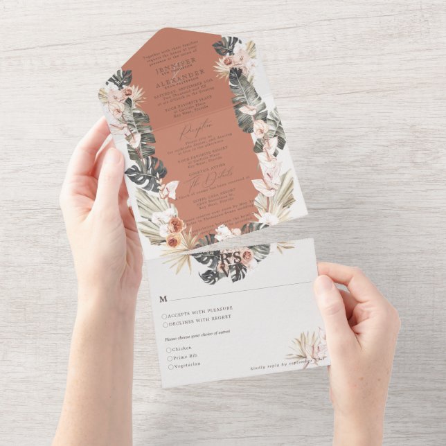 Casamento Tropical Boêmia Floral Terracotta (Aba destacável)
