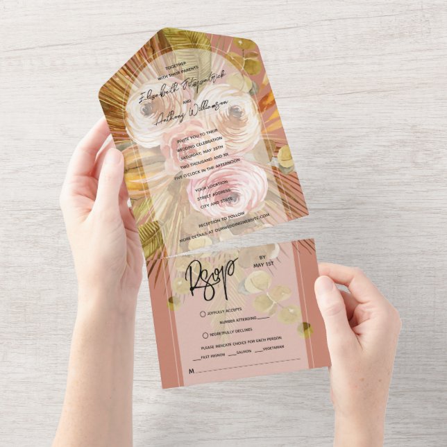Casamento Tropical Boho Arch Floral Terracotta (Aba destacável)