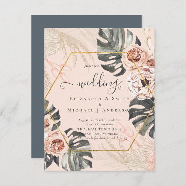 Casamento TROPICAL BOHO PAMPAS (Frente/Verso)