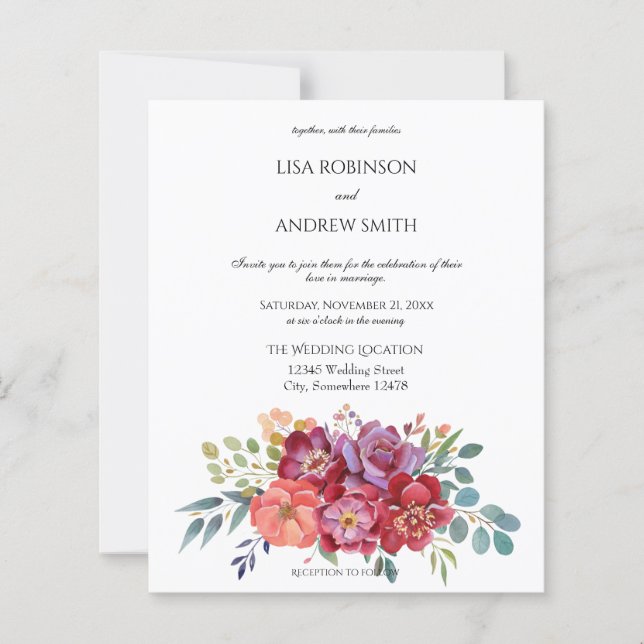 Casamento Tropical Branca 2, Rosa e Plum, (Frente)