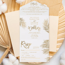 Casamento tropical com palmeira de ouro quente mod