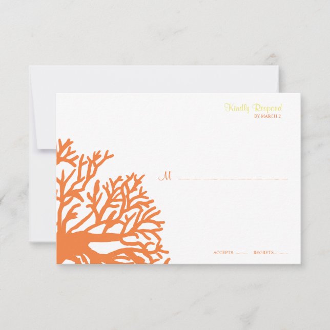 Casamento Tropical de Coral Laranja e Amarelo rsvp (Frente)
