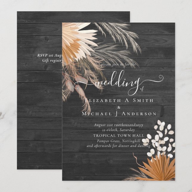 Casamento Tropical de Terracotta Pampas Grass (Frente/Verso)