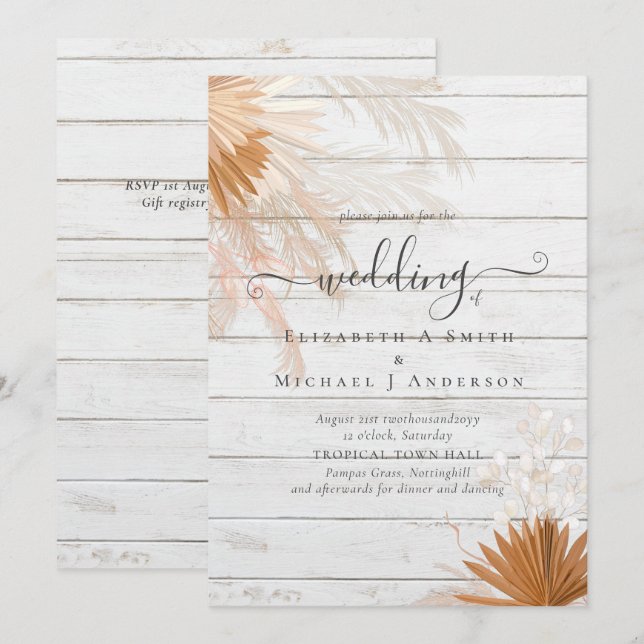 Casamento Tropical de Terracotta Pampas Grass (Frente/Verso)