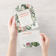 Casamento Tropical Floral Tropical de Peach Blush 