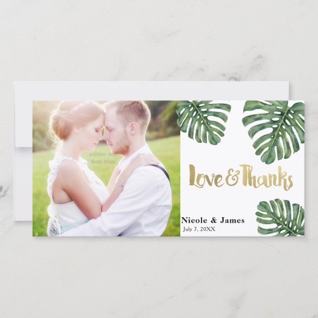 Casamento Tropical Foto Amor & Agradecimento Obrig (Frente)