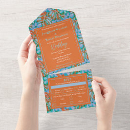 Casamento Tropical Laranja e Azul Floral