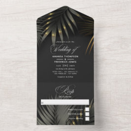 Casamento Tropical na Praia Preto e Dourado Tudo E