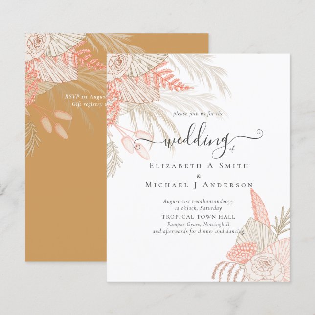 Casamento Tropical Pampas Grass Terracotta (Frente/Verso)