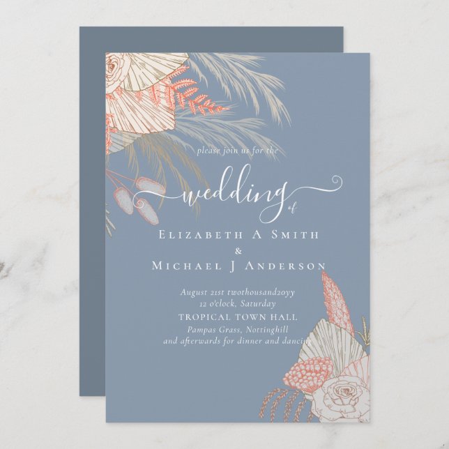 Casamento Tropical Pampas Grass Terracotta (Frente/Verso)