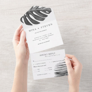 casamento tropical preto e branco moderno