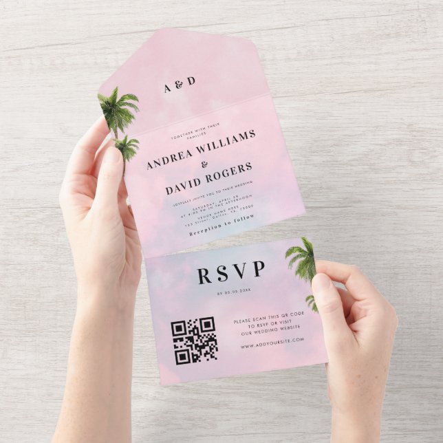 Casamento Tropical QR Code Tropical de Dreamy Cott (Tearaway)