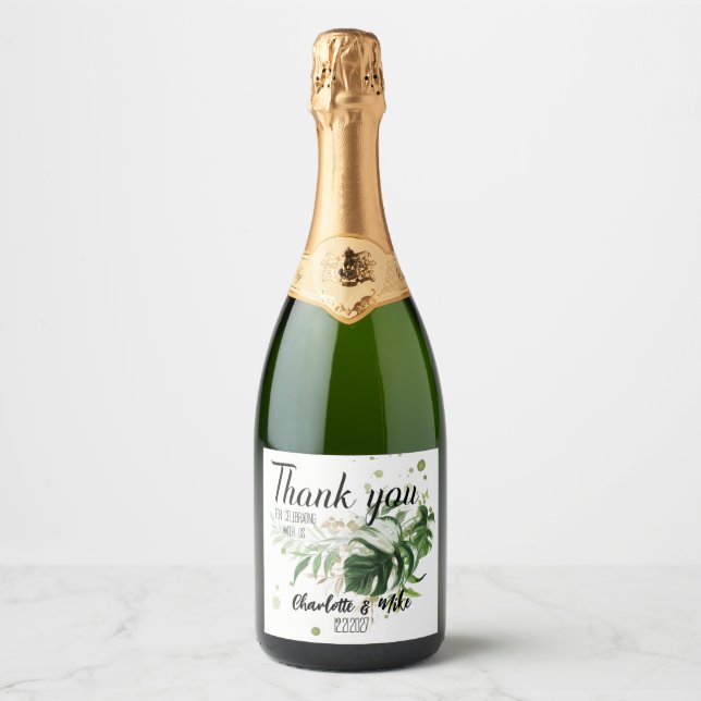 Casamento Tropical Verde Personalizado Obrigado Pr (Frente)