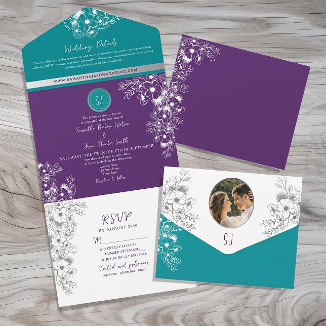 Casamento Turquesa, Verde Água e Roxo (Criador carregado)
