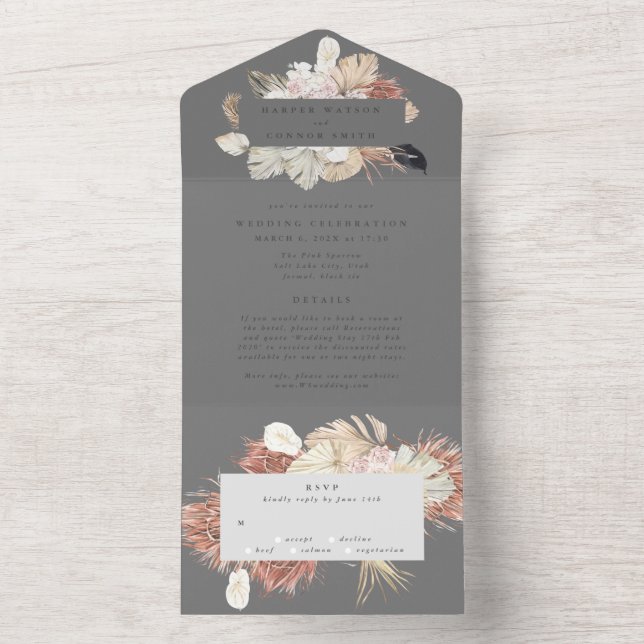 Casamento Ultimate de Wreath Pampas de Cinza Moder (Interno)
